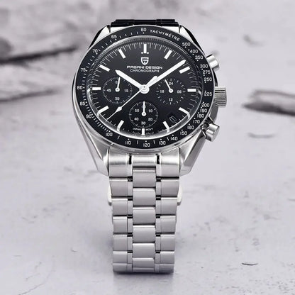 PAGANI DESIGN 2026 Men’s Luxury Quartz Chronograph Watch – AR Sapphire Crystal, Auto Date Speed Wristwatch