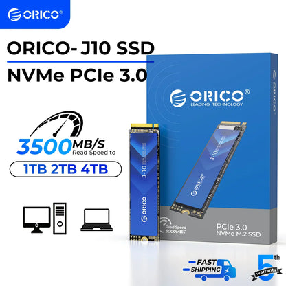ORICO J10 M.2 NVMe SSD 3100MB/S – PCIe 3.0 Internal Solid State Drive for Audio Editing, 1TB, 2TB, 4TB