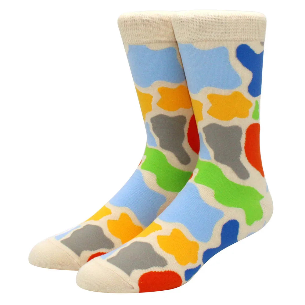 Men’s & Women’s Funny Beer Rainbow Socks – Skateboard Striped Pig Hip Hop Colorful Mid-Rise Casual Crew Cotton Socks, Unisex Fashion Novelty Socks