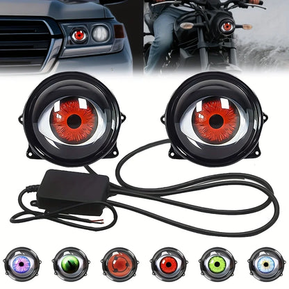 Dynamic Big Eye LED Fog Lights - 6-Mode Adjustable Color Car Lights for Universal Vehicle Models