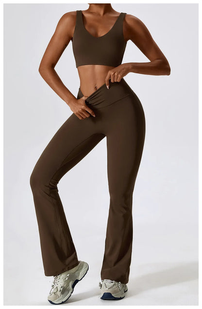 2PCS Seamless Women’s Yoga Set – Long Sleeve Crop Top & Leggings Workout Outfit, Athletic Gym Sportswear