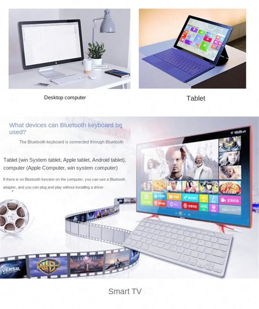 Mini Portable 78-Key Wireless Bluetooth Keyboard for PC, Tablet, iPad & Mobile Phones