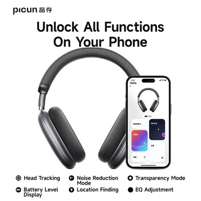 Picun F8 Pro ANC Wireless Headphones — Head Tracking 3D Audio, HIFI Bluetooth, ENC Mic, Low-Latency with App