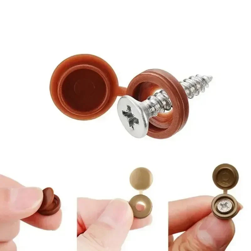 10/100Pcs Plastic Protective Covers - Phillips Screw Decorative Caps, 7 Colors Cross Screw Folding Cap for Nails and Screws