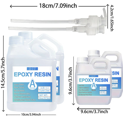 Crystal Clear Bubble-Free Epoxy Resin Kit with Pumps for DIY Crafts, Art, Molds & Casting with Hardener Set