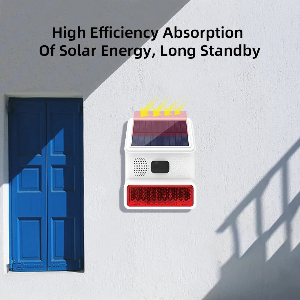 Upgraded Wireless Solar Outdoor Alarm – 433MHz Waterproof LED Flash Security for Home, Garage & Carport