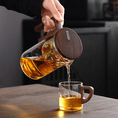 Glass Tea Pot Kettle with Magnetic Infuser - 520ML/720ML Tea Filtration Cup Set with One-Click Switch