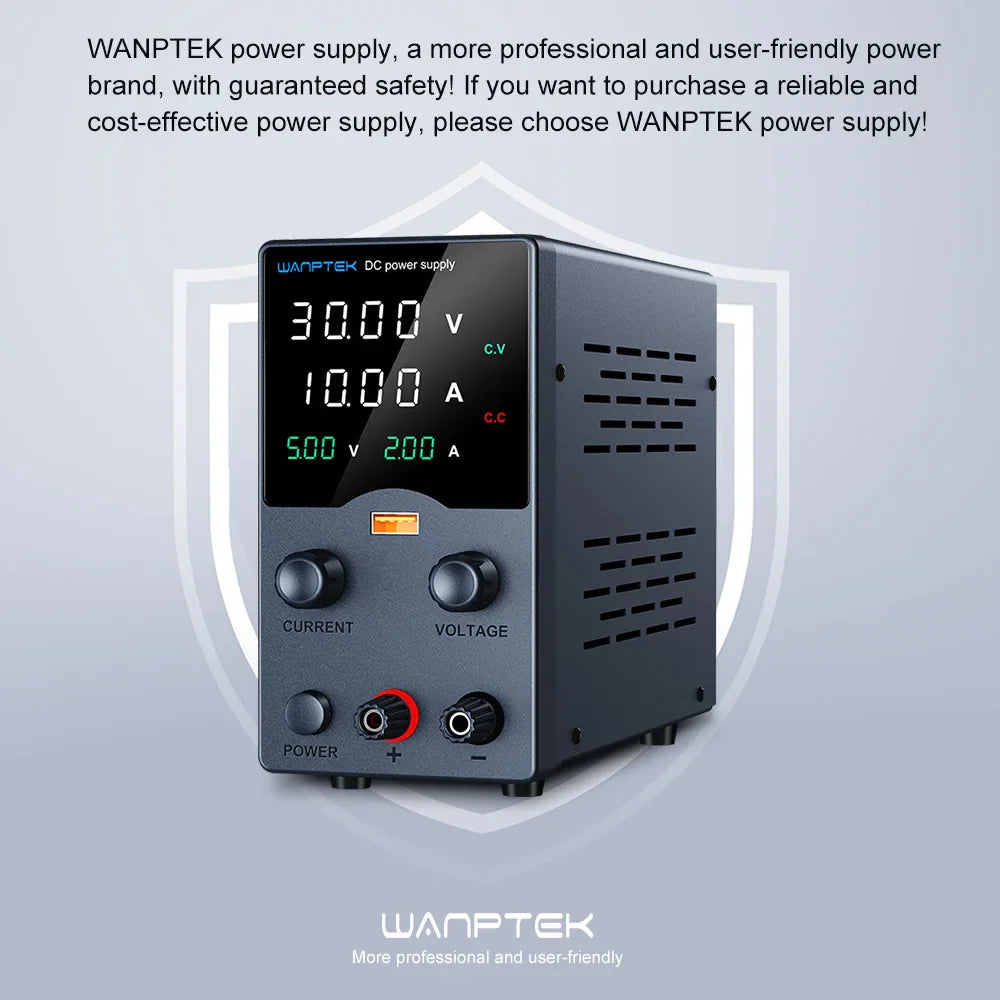 Wanptek DC Power Supply – Adjustable 30V 10A / 60V 5A Lab Bench Voltage Regulator, Variable 120V 3A Power Supply