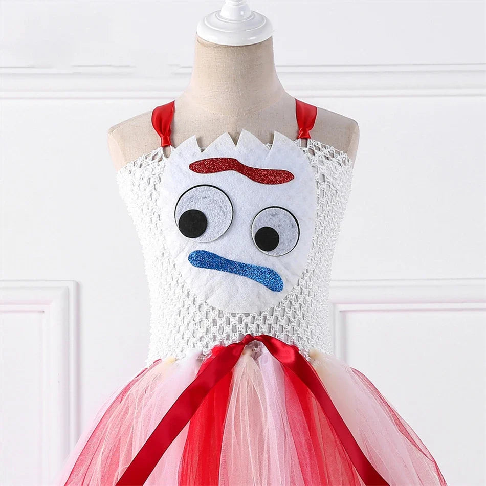 Kids Toy Story Character Tutu Dress - Woody, Jessie, Buzz & Forky Cosplay Costume for Halloween & Stage Performances