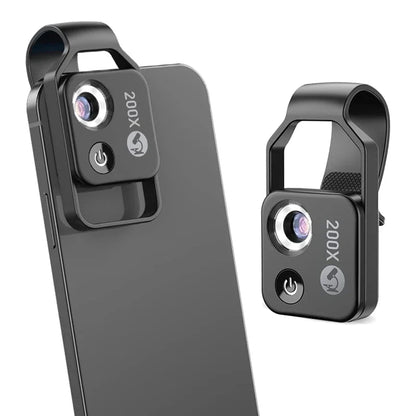 200X Cell Phone Microscope Accessory – Portable Mini Digital Microscope with CPL Lens, LED Light, Universal Clip