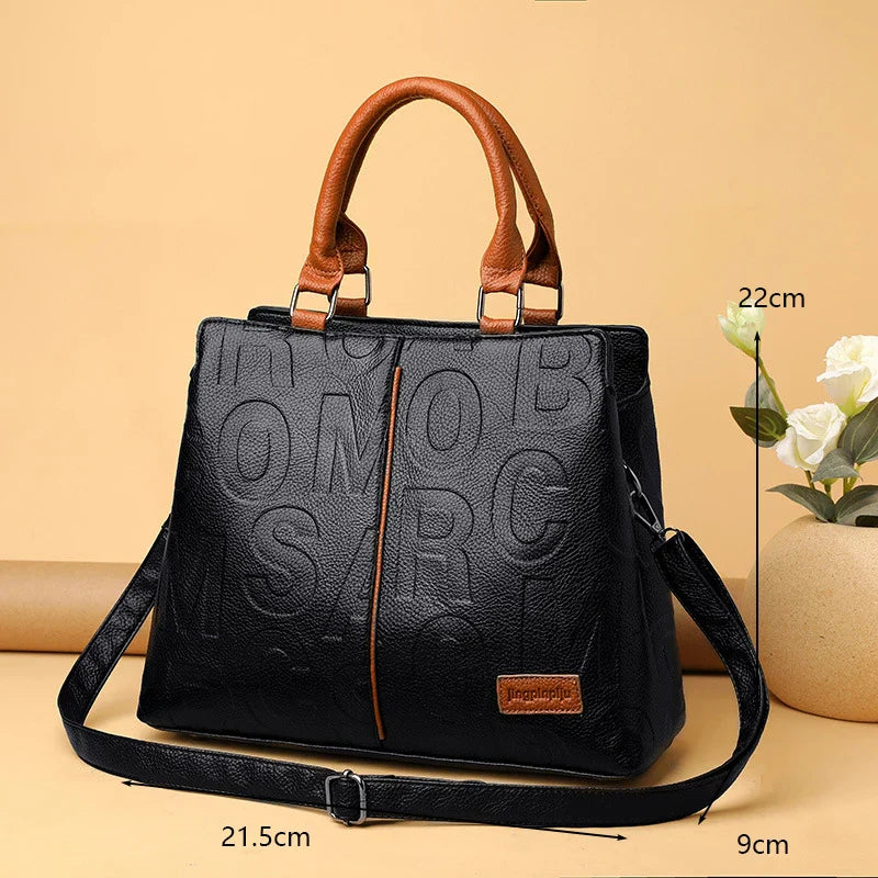 PU Leather Casual Crossbody Bag for Women - Luxury Designer Tote Handbag, Large Capacity Travel Shoulder Sac