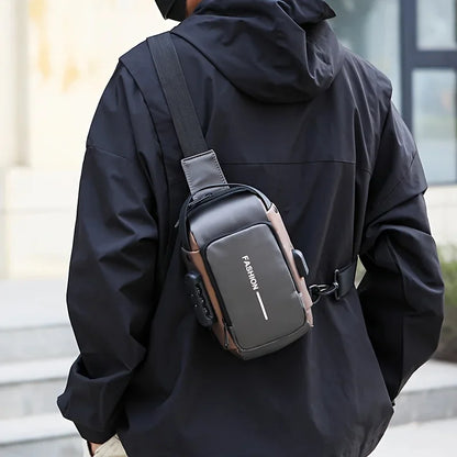 Durable Oxford Fabric Men’s Sling Bag — Stylish Motorcycle Crossbody Chest Pack with Phone Pocket & Zip Closure for Daily Commute