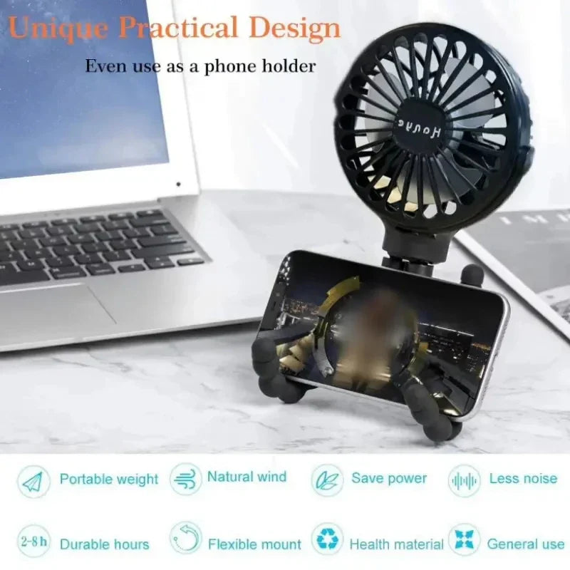 Rechargeable Baby Stroller Fan: Handheld USB Bladeless Mini Ventilator - Silent Cooling for Outdoor Use, Neck and Table Fan