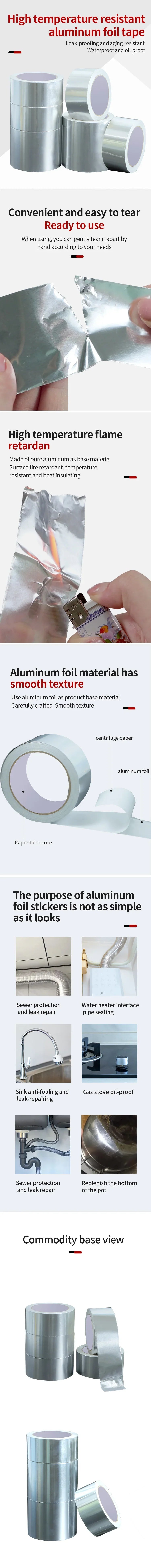 High-Temperature Aluminum Foil Tape – Leak-Proof Adhesive Sealing & Heat Insulation for Kitchen & Pipe Repairs