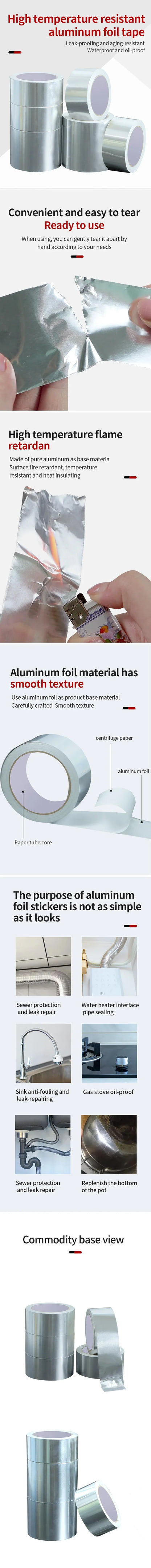 High-Temperature Aluminum Foil Tape – Leak-Proof Adhesive Sealing & Heat Insulation for Kitchen & Pipe Repairs