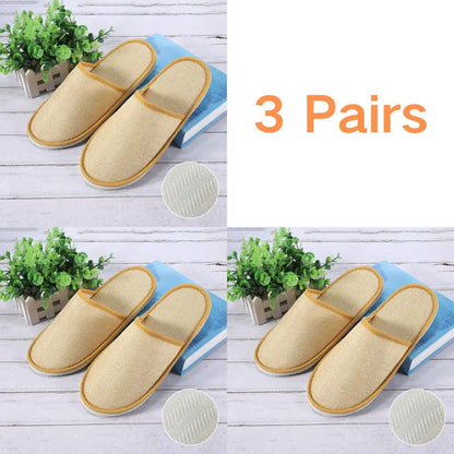3 Pairs Set Non-Slip Closed Toe Disposable Hotel Slippers – Soft Indoor Guest & Travel Bathroom Slippers