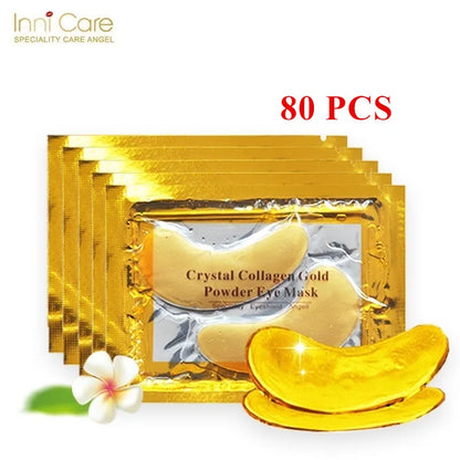 InniCare Crystal Collagen Gold Eye Masks – 50/60/80/100 Pcs Anti-Dark Circle Beauty Patches for Eye Skin Care, Korean Cosmetics