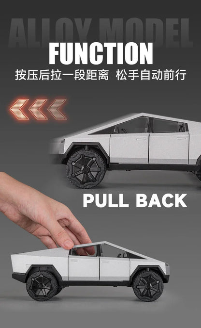 1:24 Alloy Diecast Mini Pickup Truck Model – Tesla Cybertruck Metal Toy for Boys, Kids’ Birthday & Collectible Gift