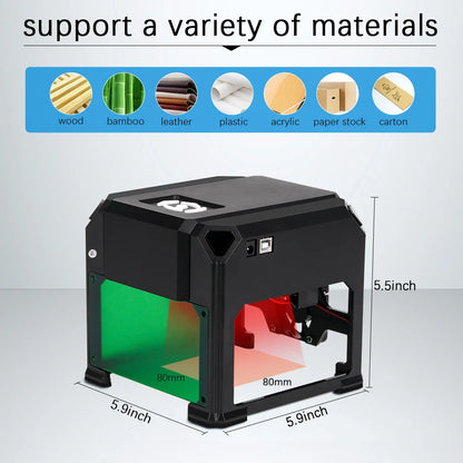 CNC K4 Mini Laser Engraver – 3000mW Bluetooth Engraving Machine for Wood, Leather, MDF & Paper