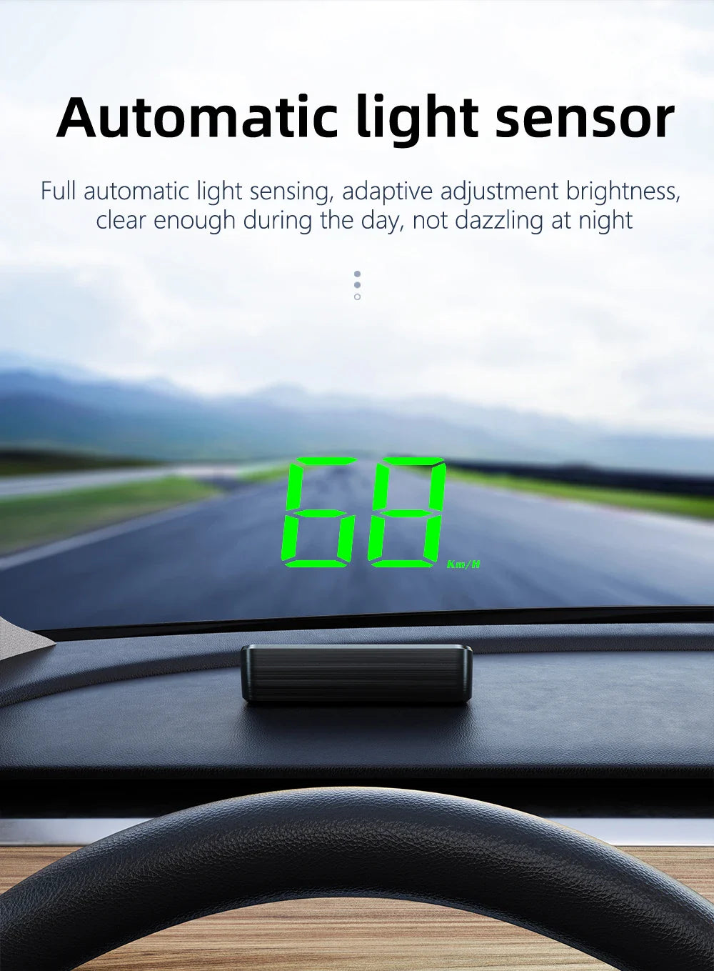 M2 Head-Up Display Digital Speedometer GPS HUD – Plug & Play Windshield Projector with Large KMH Font for All Cars