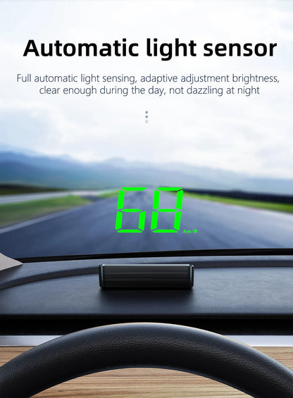 M2 Head-Up Display Digital Speedometer GPS HUD – Plug & Play Windshield Projector with Large KMH Font for All Cars