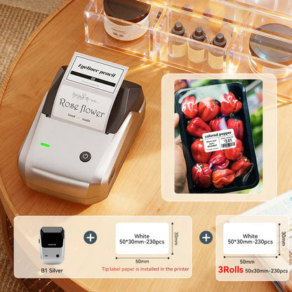 NIIMBOT B1 Portable 2-Inch Thermal Label Printer with Adhesive Tapes Bluetooth Mini Sticker Maker for Smartphone & PC