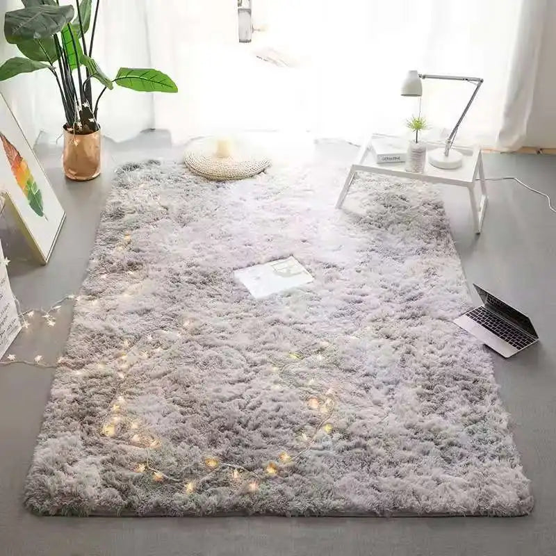 VIKAMA Tie-Dyed Fluffy Rug – Soft Plush Carpet for Living Room, Bedroom, Kids’ Playroom & Bedside