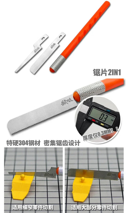 Hobby Model Craft Mini Hand Saw – 3 Blade Styles Etching Chip Saw for Model Building