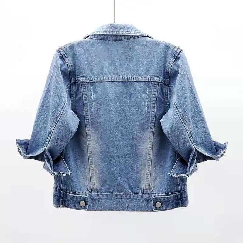 Women’s Denim Jacket – Spring & Autumn Short Coat, Casual Pink Jean Jackets, Loose Purple, Yellow & Blue Outerwear Tops
