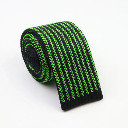 Classic Knit Neck Tie for Men — 6cm Plaid & Dots Casual Business Wedding Tie