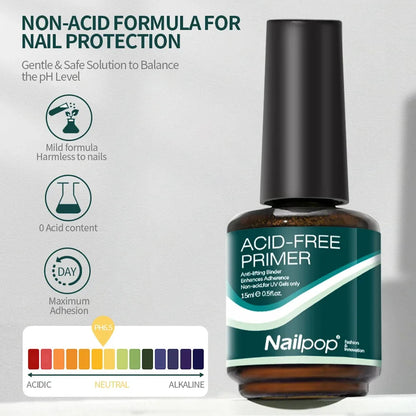 Nailpop Nail Dehydrator & Primer — Acid-Free Natural Nail Prep for Acrylic & UV Gel, Fast Dry Superior Bonding Set