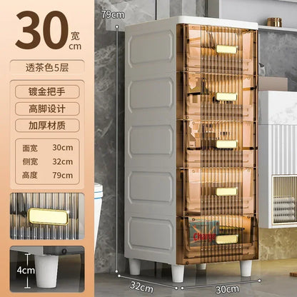 Transparent Bathroom Storage Cabinet – Luxury Visible Light Floor-Mounted Dustproof Narrow Organizer