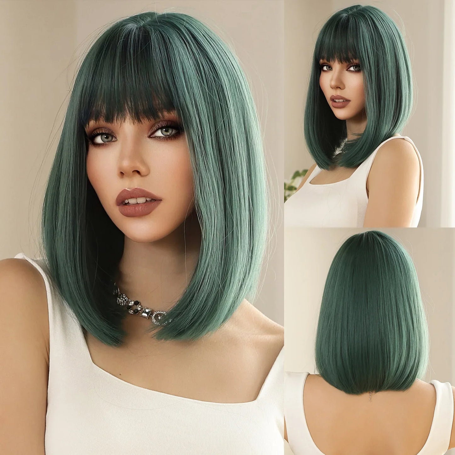 Blonde Short Curly Bob Synthetic Wig with Bangs – Platinum Golden Lolita Cosplay Wig for Women, Heat-Resistant for Daily & Party Use
