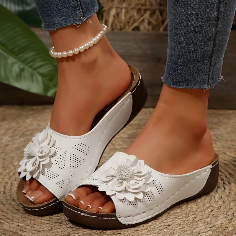 Women’s Roman Style Platform Slippers - Lightweight Hollow-Out Slip-On Shoes
