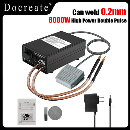 8000W Mini Spot Welder Kit – Portable DIY 18650 Battery Pack Welding Machine for 0.15mm Nickel Strip