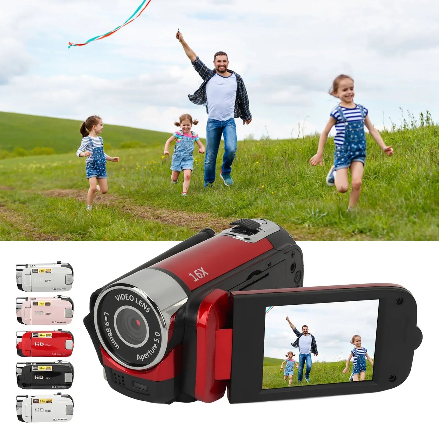 D90 1080P 16MP Digital Camera – 2.4" Rotatable Screen, 16X Zoom, HD Video Recorder with Fill Light