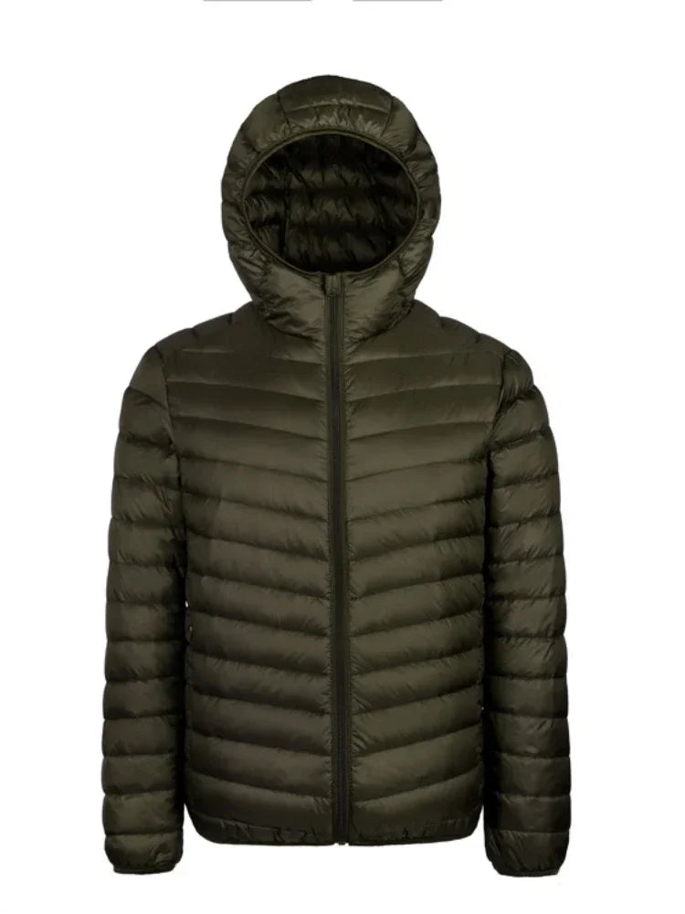 2024 Men’s Ultra-Light Down Jacket – 90% White Duck Down Hooded Thermal Feather Coat
