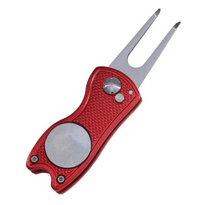 Foldable Golf Divot Repair Tool – Ball Marker & Groove Cleaner Putting Green Fork Accessory