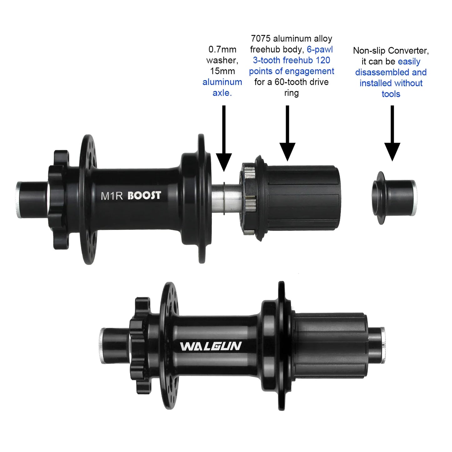M1F M1R BOOST MTB Mountain Bike Hub – 28/32/36H Front & Rear, 110mm/148mm, HG/MS/XD/XDR 11-12 Speed Freehub