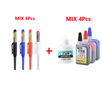 Carpenter Marker Pens — 45mm Long Nib Head, Hole Marker for Woodworking, 100-1PCS White/Black/Blue/Red Hand Tools