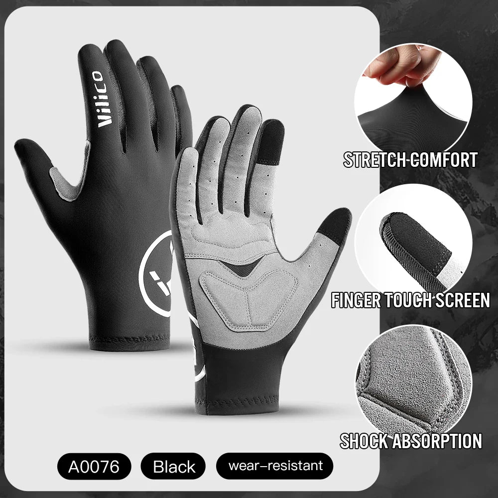 Touch Screen Cycling Gloves – Full & Half Finger Gel MTB Road Bike Gloves for Men & Women, Shock-Absorbing Racing & Sports Bicycle Gloves