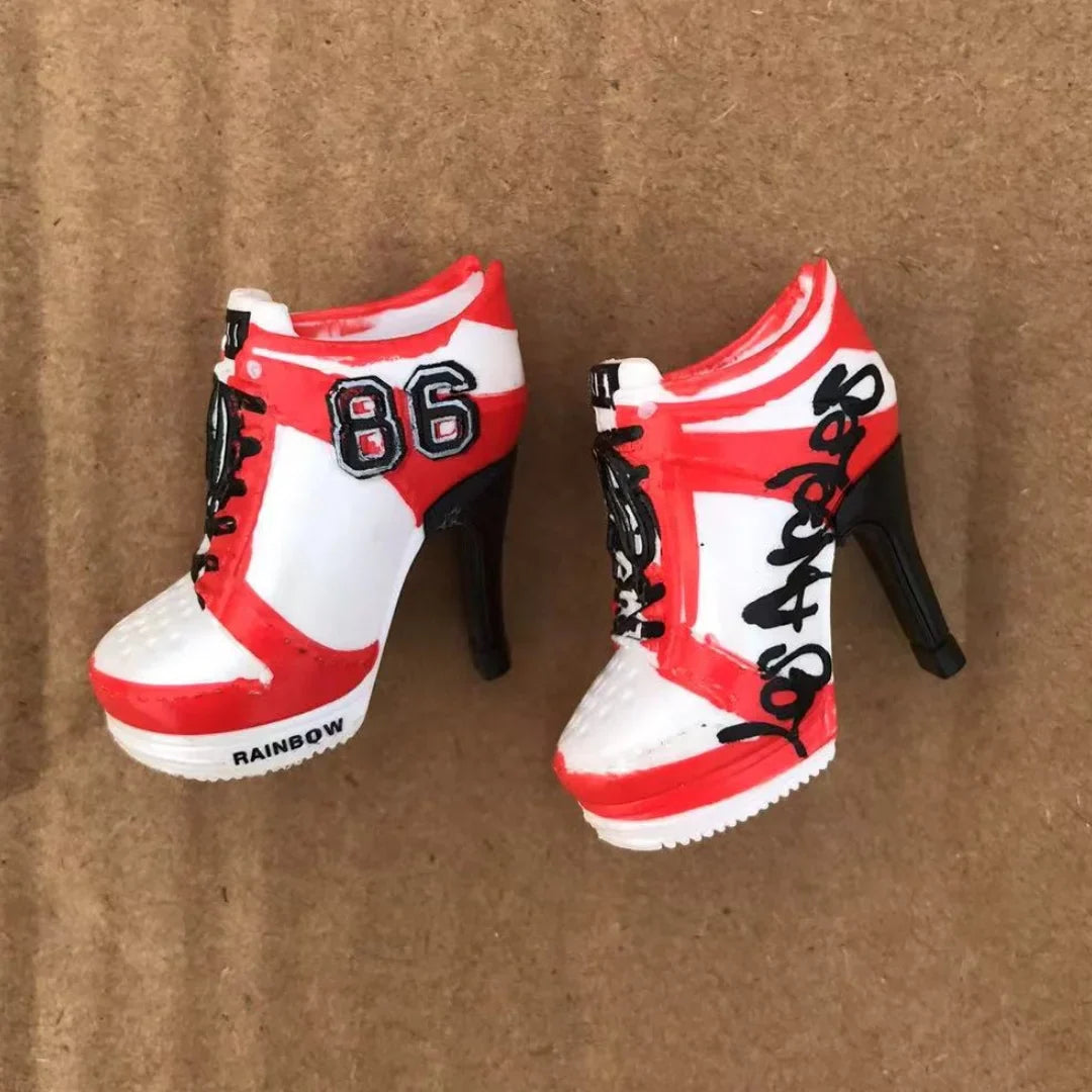 Rainbow Doll Shoes – Boots, Sandals & High Heels for DIY Doll Dressing in Black, Green & Red