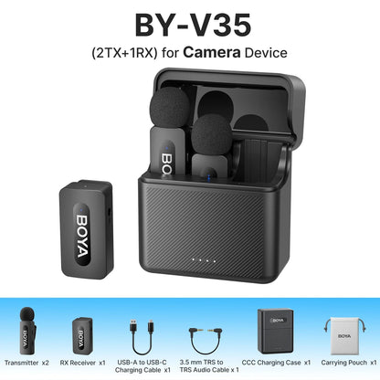 BOYA BY-V3 Wireless Lavalier Microphone – Lapel Mic for iPhone, iPad, Android, USB-C, Gaming, Video Recording & Streaming