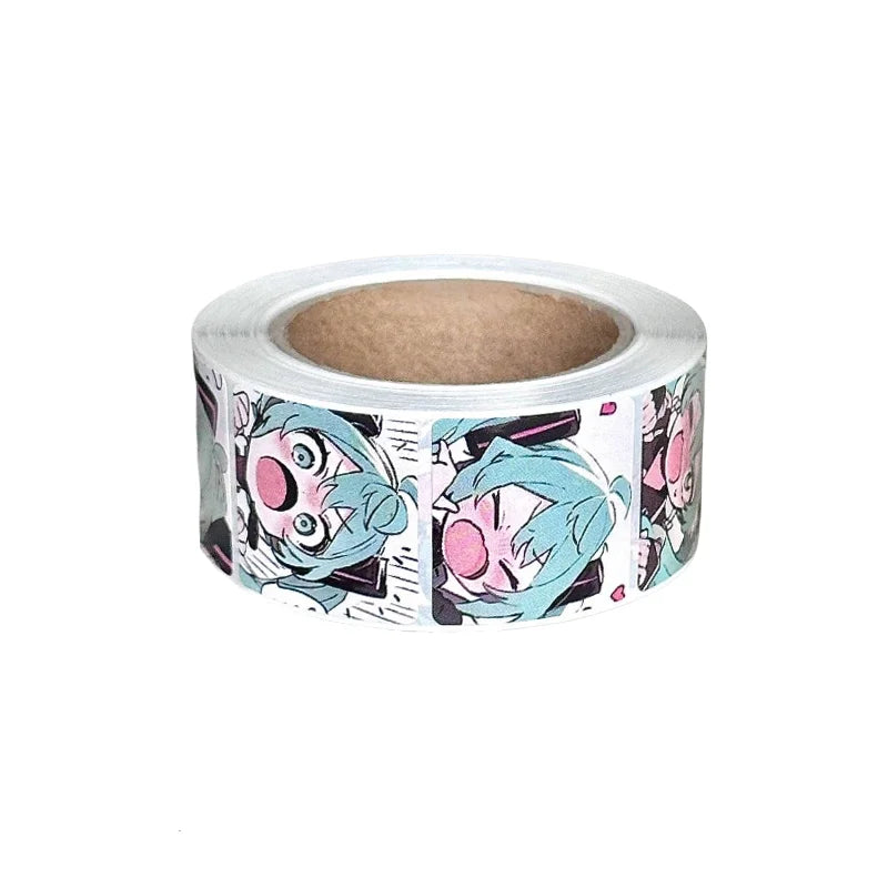 500pcs Hatsune Miku Stickers — 2.5cm Round Cartoon Labels, DIY Craft, Kids Gift & Decoration Supplies