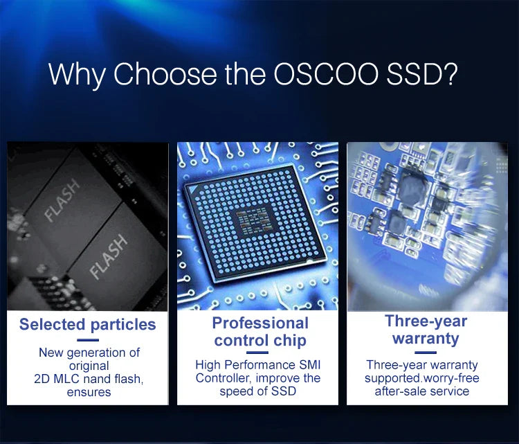 OSCOO M.2 SATA3.0 SSD — 2242mm NGFF 128GB-2TB Internal Solid State Drive with 3D TLC NAND Flash