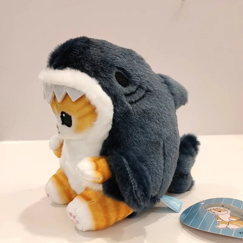 Kawaii Tempura Shrimp Shark Cat Plush Keychain — Cute Mofusand Anime Pendant Backpack Gift for Girlfriend