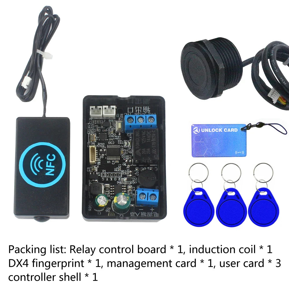Mobile Phone NFC Fingerprint Relay Control Module – DC10V-120V IC Card Access Controller for Locomotive Car Unlock