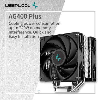 DEEPCOOL AG400 CPU Air Cooler – 4 Heat Pipes Dual Fan 2000RPM High Performance Radiator for Intel LGA1700/1200/115X & AMD AM4 Cooling System