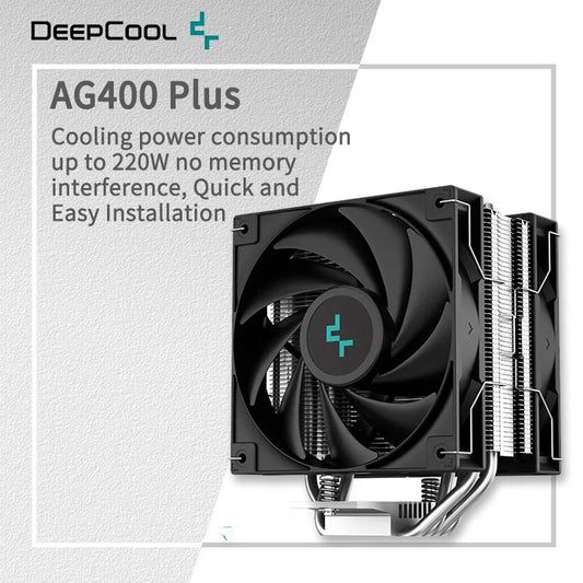 DEEPCOOL AG400 CPU Air Cooler – 4 Heat Pipes Dual Fan 2000RPM High Performance Radiator for Intel LGA1700/1200/115X & AMD AM4 Cooling System