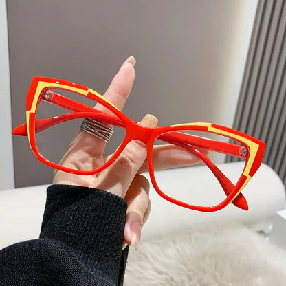 Fashion Cat Eye Reading Glasses for Women – Anti Blue Light Blocker Eyeglasses, Double Color Frame Computer Readers